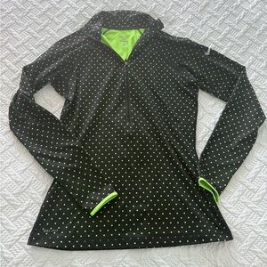 Nike Black and Green Athletic Jacket with Polka Dot Design